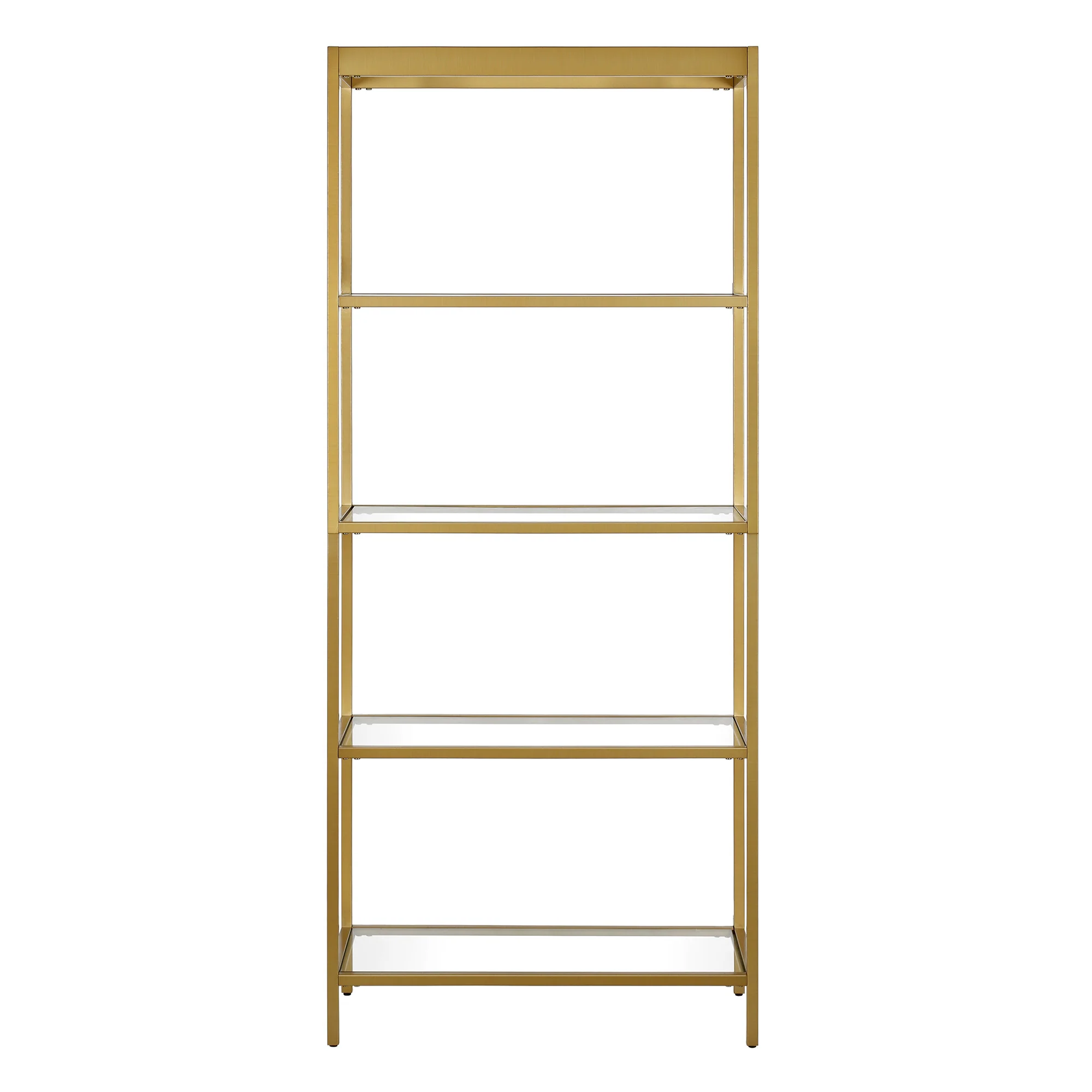 Gold Metal and Glass Four Tier Etagere Bookcase By Homeroots - Image 2