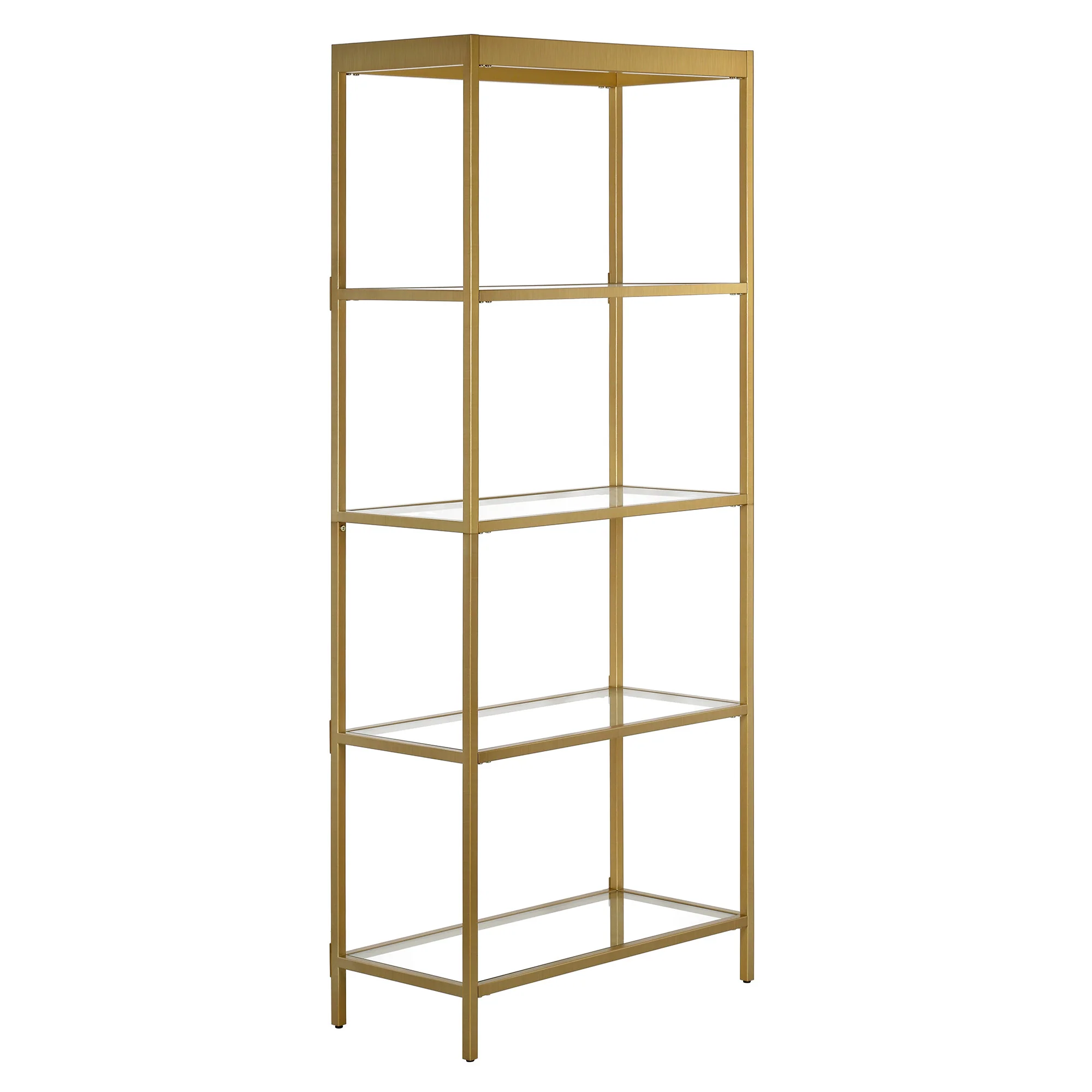Gold Metal and Glass Four Tier Etagere Bookcase By Homeroots - Image 5