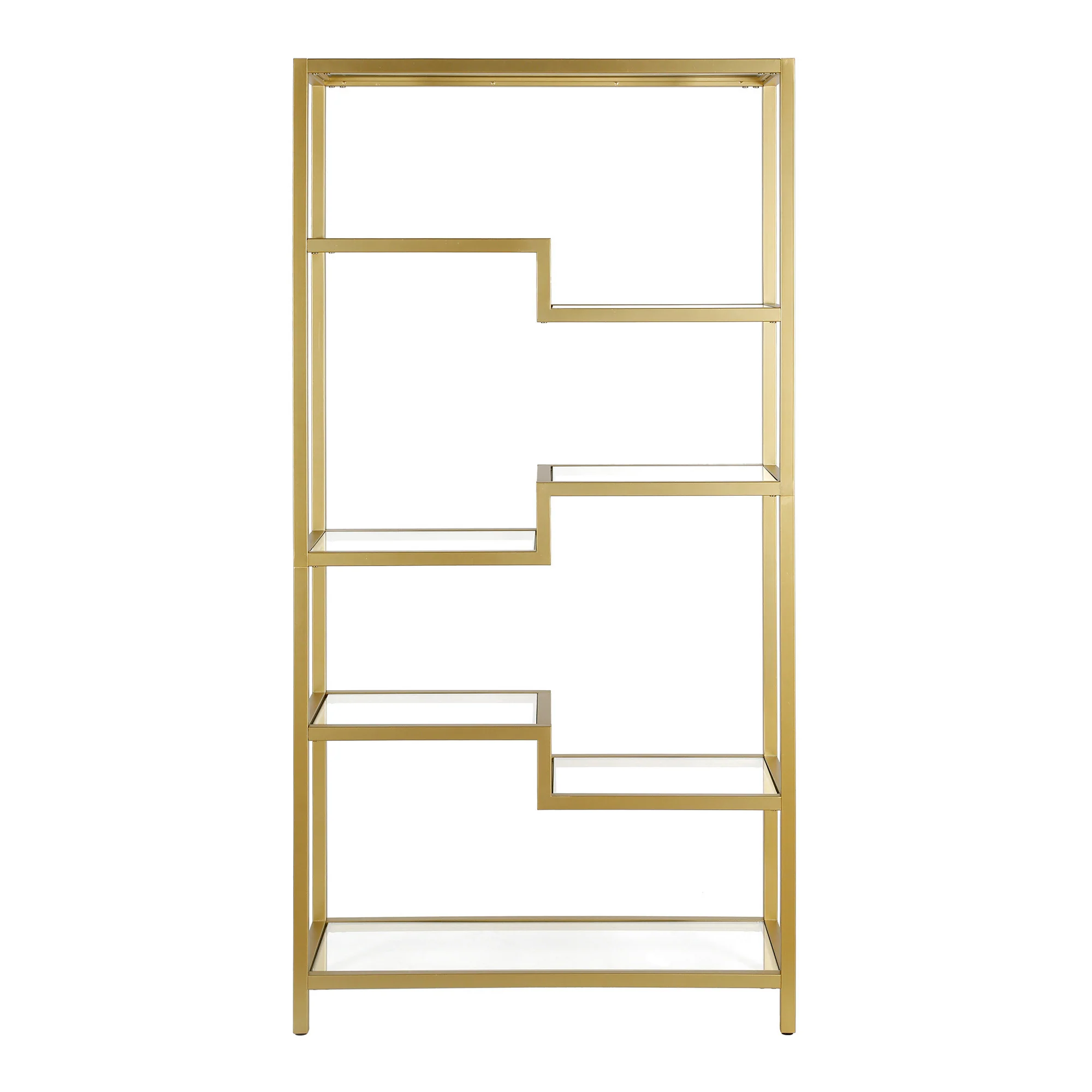 Gold Metal and Glass Seven Tier Etagere Bookcase By Homeroots - Image 2
