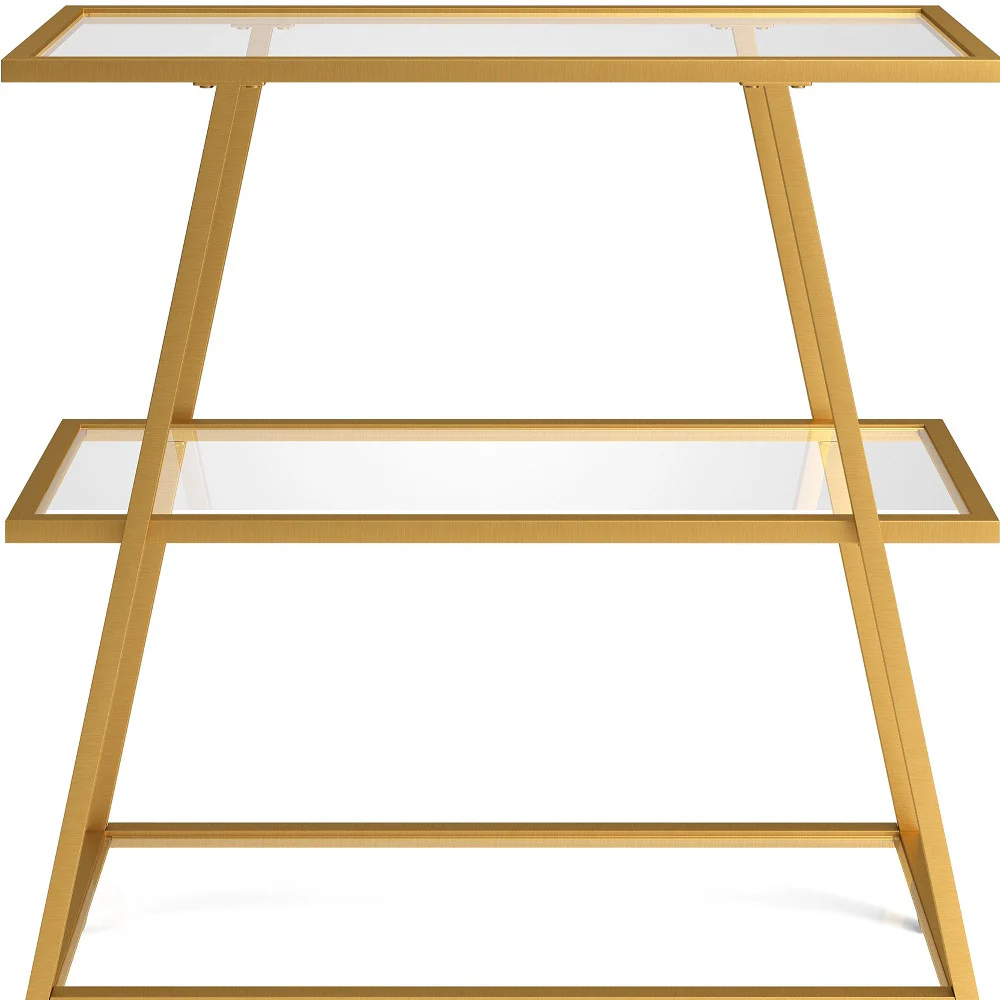Gold Metal And Glass Three Tier Etagere Bookcase By Homeroots - Image 2
