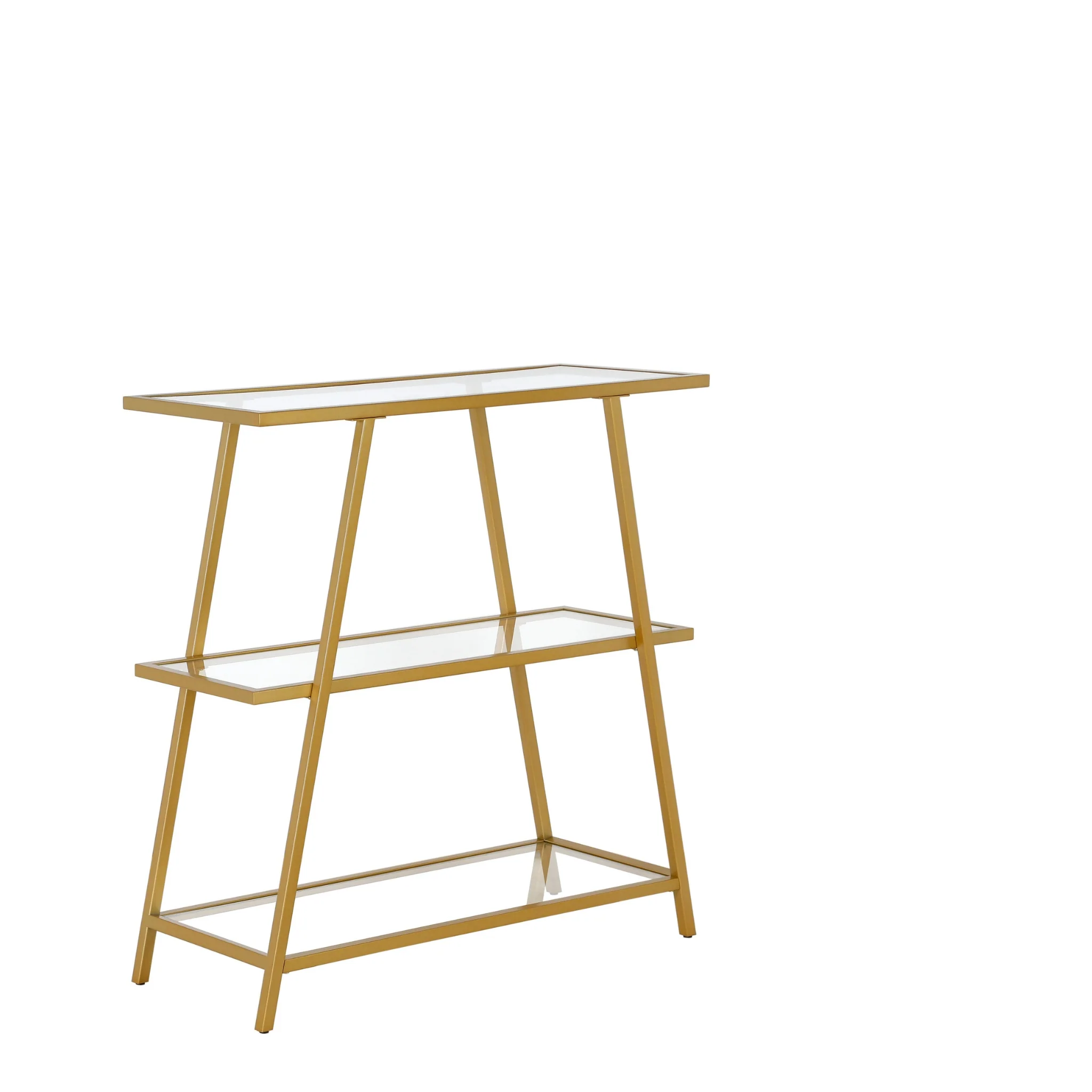 Gold Metal And Glass Three Tier Etagere Bookcase By Homeroots - Image 4