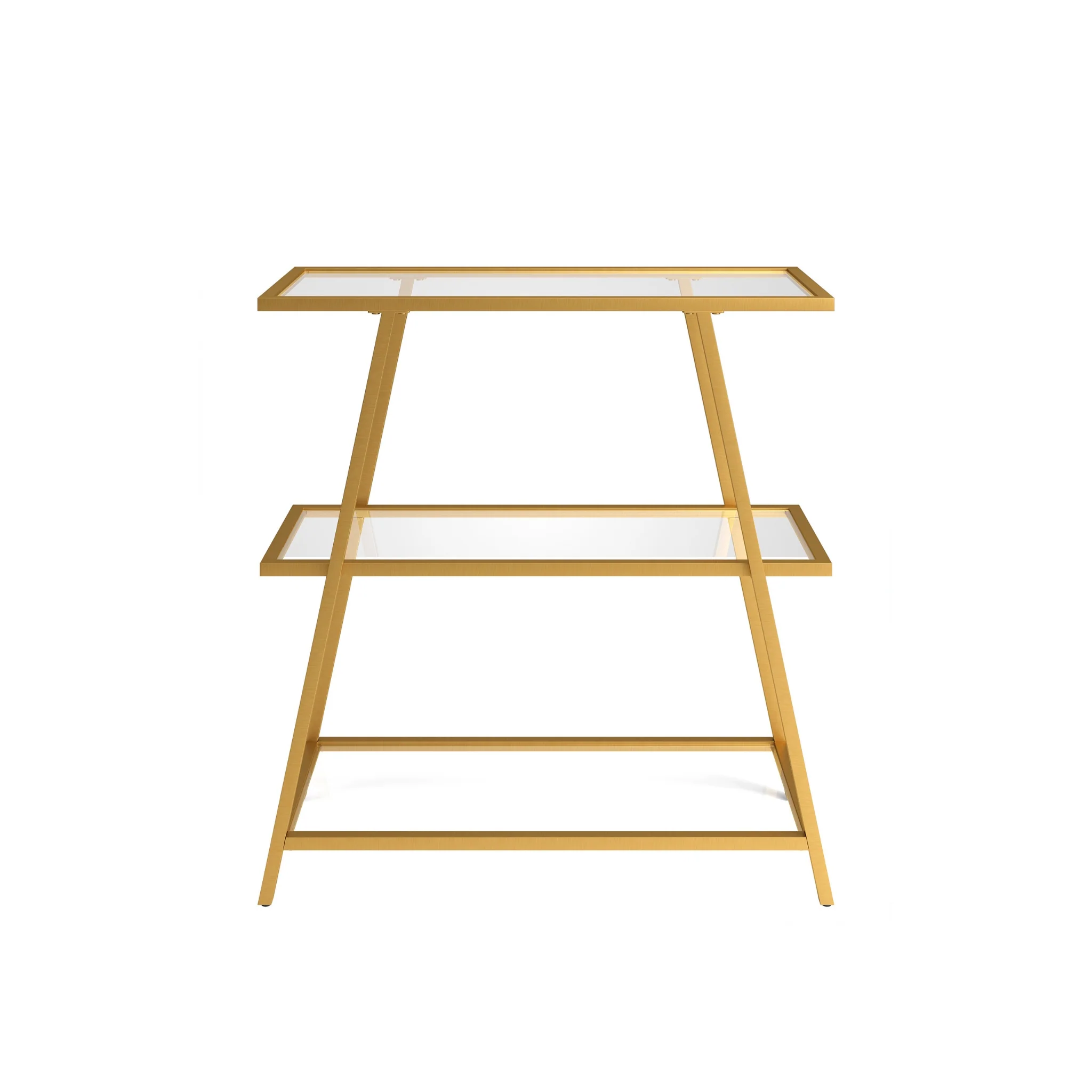 Gold Metal And Glass Three Tier Etagere Bookcase By Homeroots - Image 5