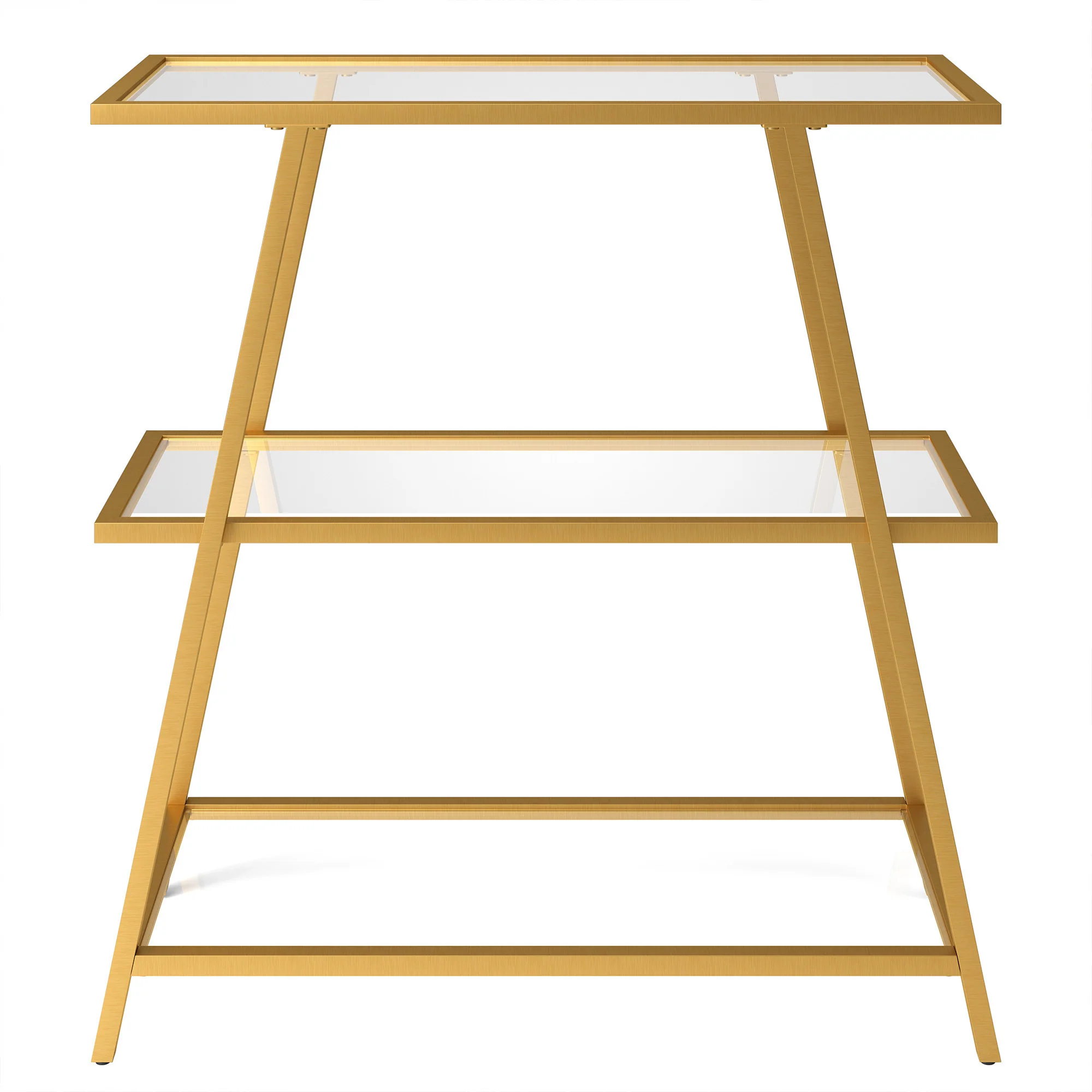 Gold Metal And Glass Three Tier Etagere Bookcase By Homeroots - Image 6