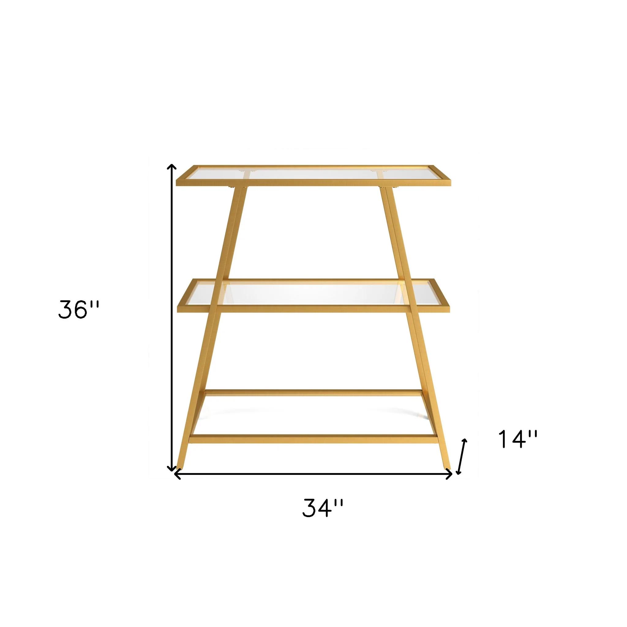 Gold Metal And Glass Three Tier Etagere Bookcase By Homeroots - Image 8