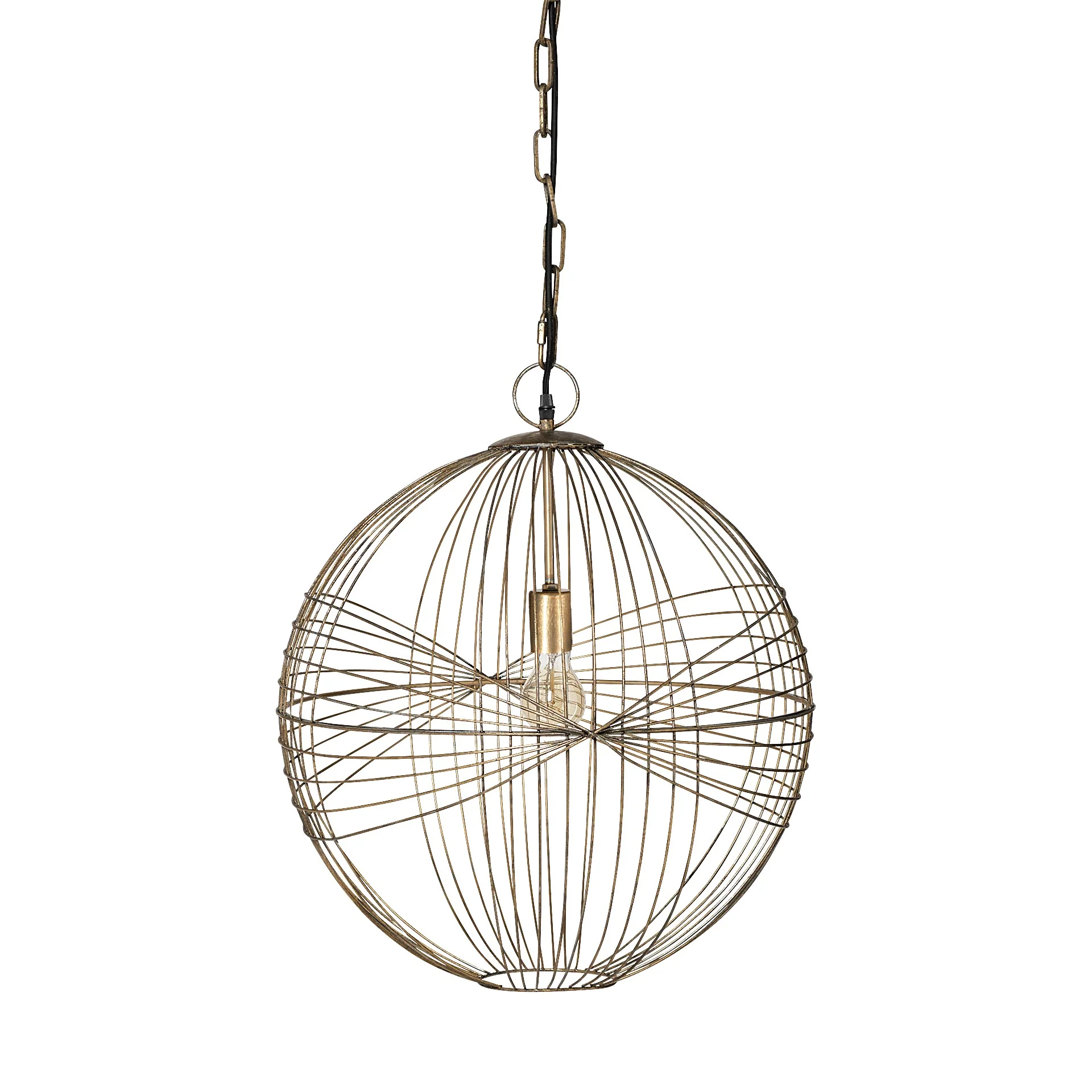 Gold Metal Globe Hanging Light By Homeroots - Image 2