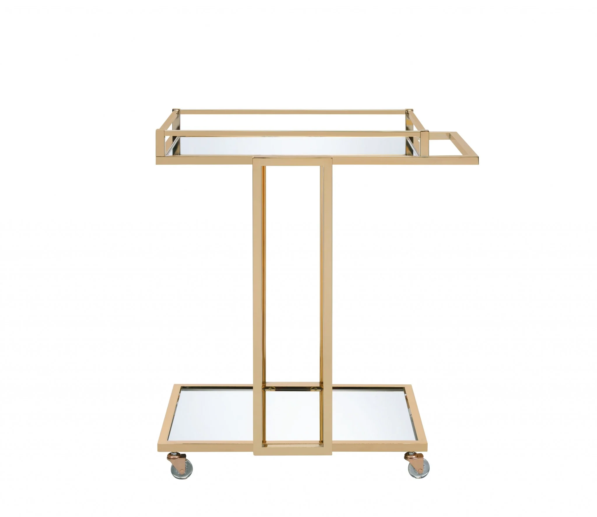 Gold Metal Mirror Casters Serving Cart By Homeroots - Image 3