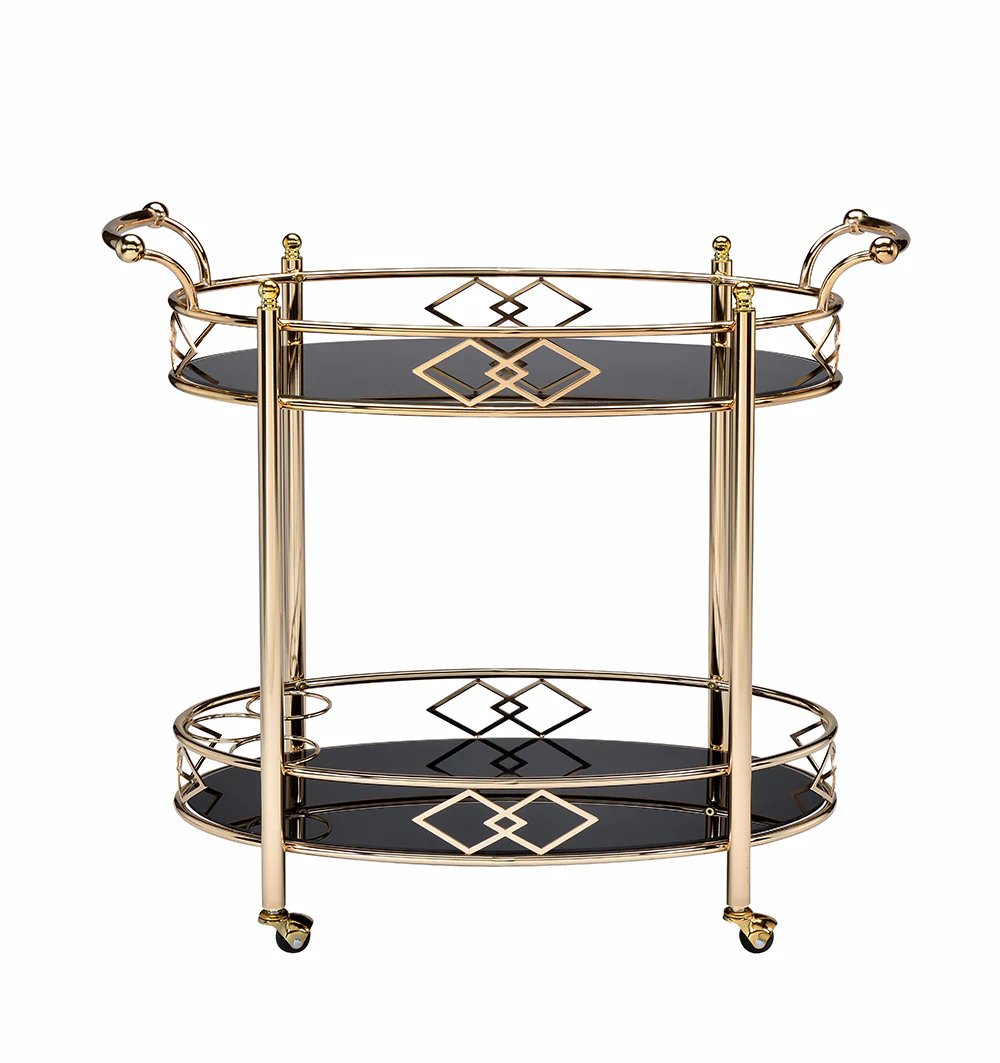 Gold Metal Serving Cart By Homeroots - Image 2