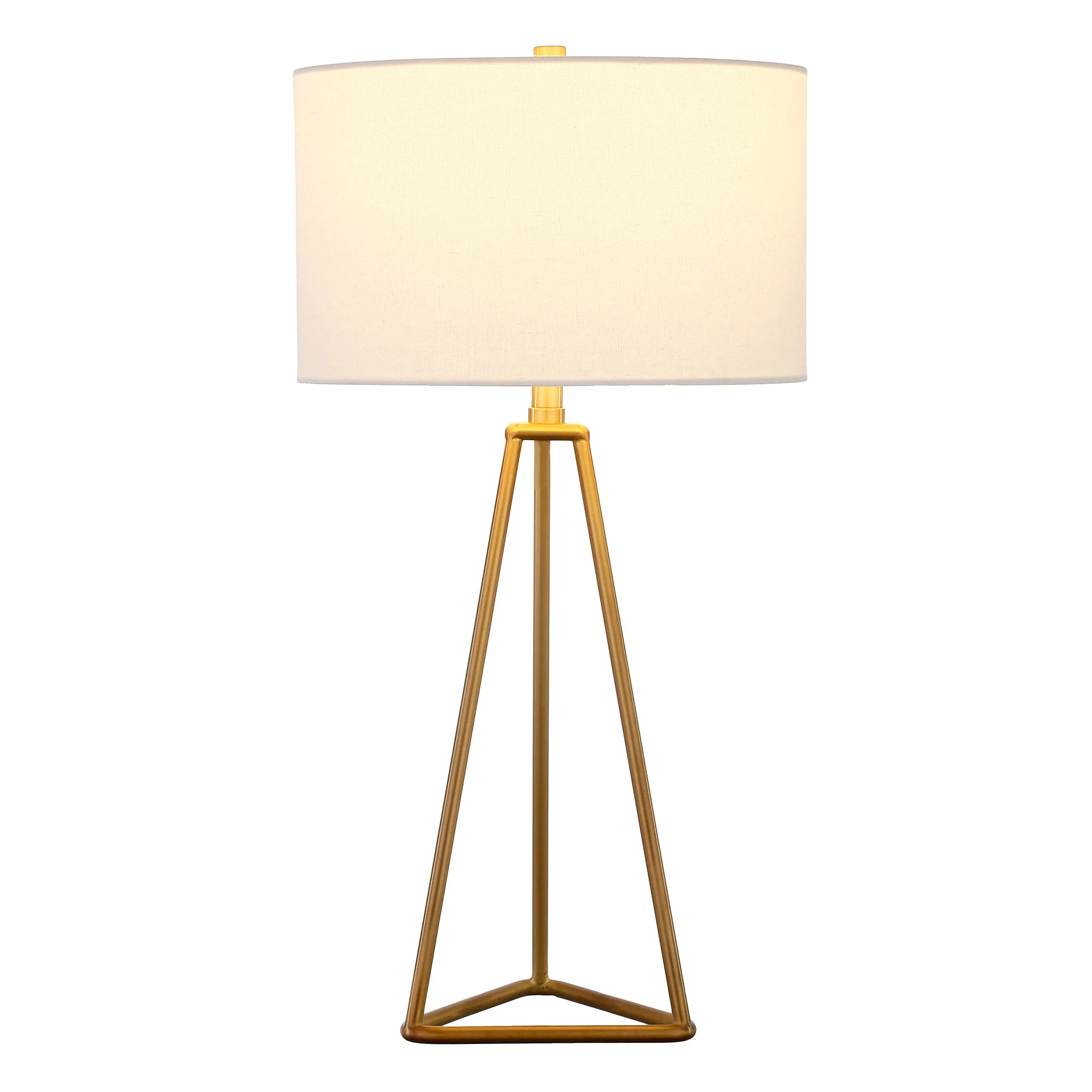 Gold Metal Table Lamp With White Drum Shade By Homeroots - Image 6