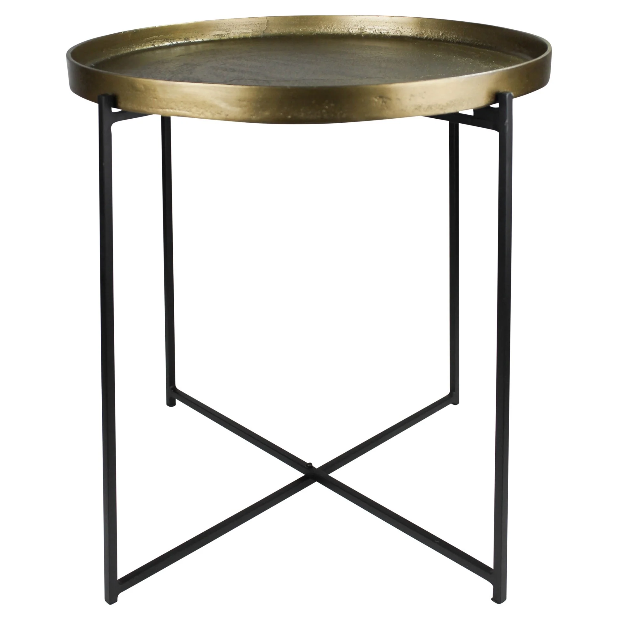 Gold Metal Tray Top Table By Homeroots - Image 2