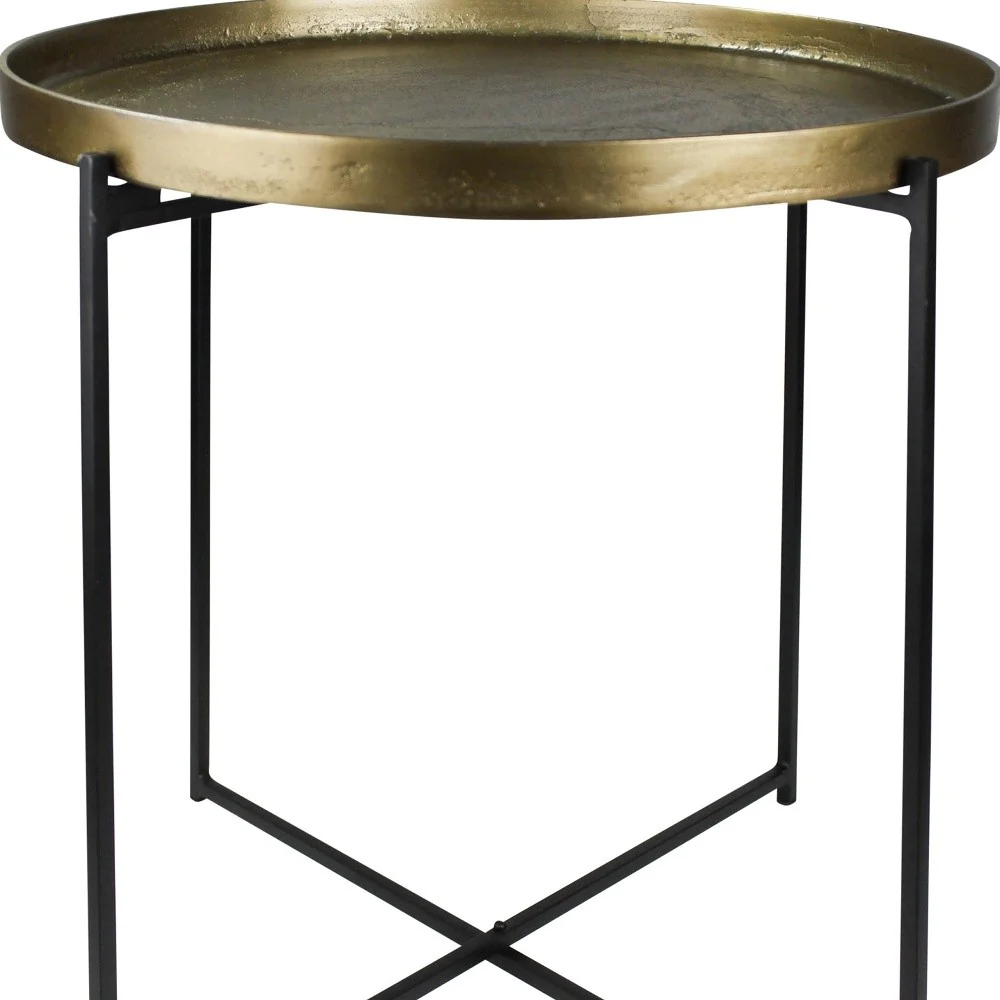 Gold Metal Tray Top Table By Homeroots - Image 3