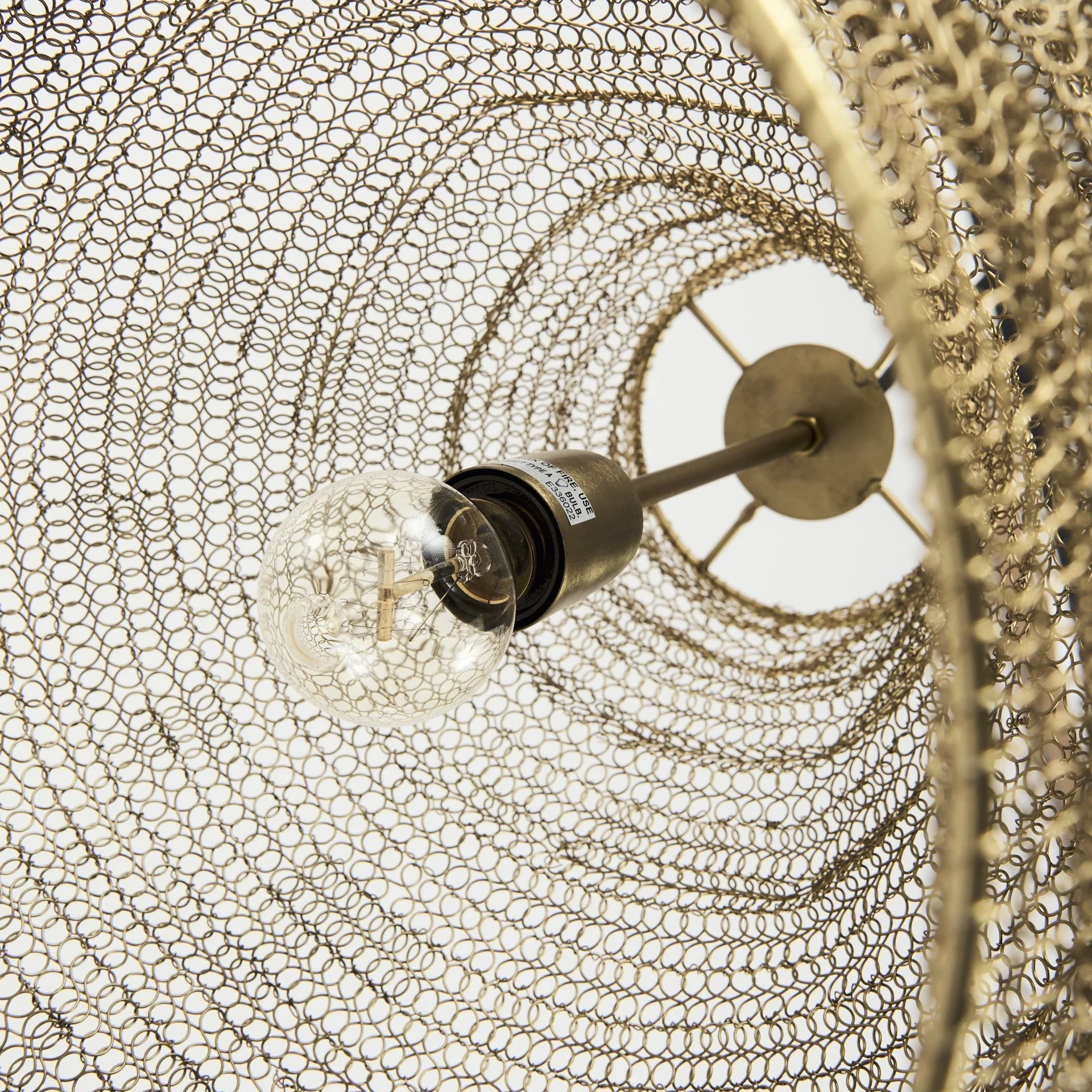 Gold Metal Wire Mesh Hanging Pendant Light By Homeroots - Image 8