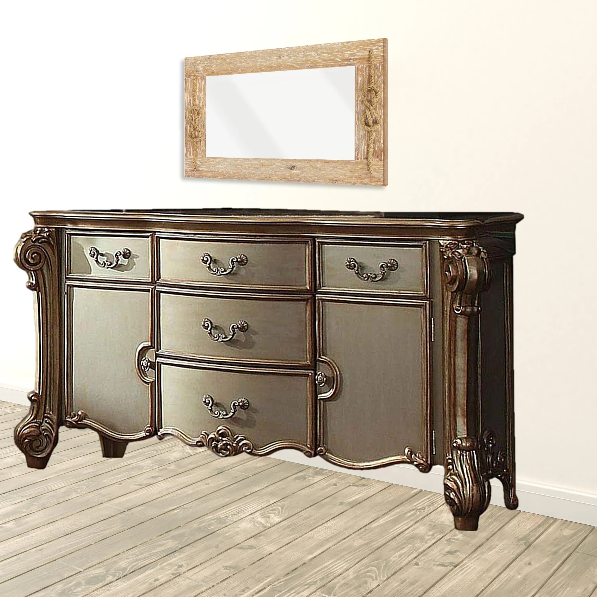 Gold Patina Bone Patina Dresser By Homeroots - Image 2