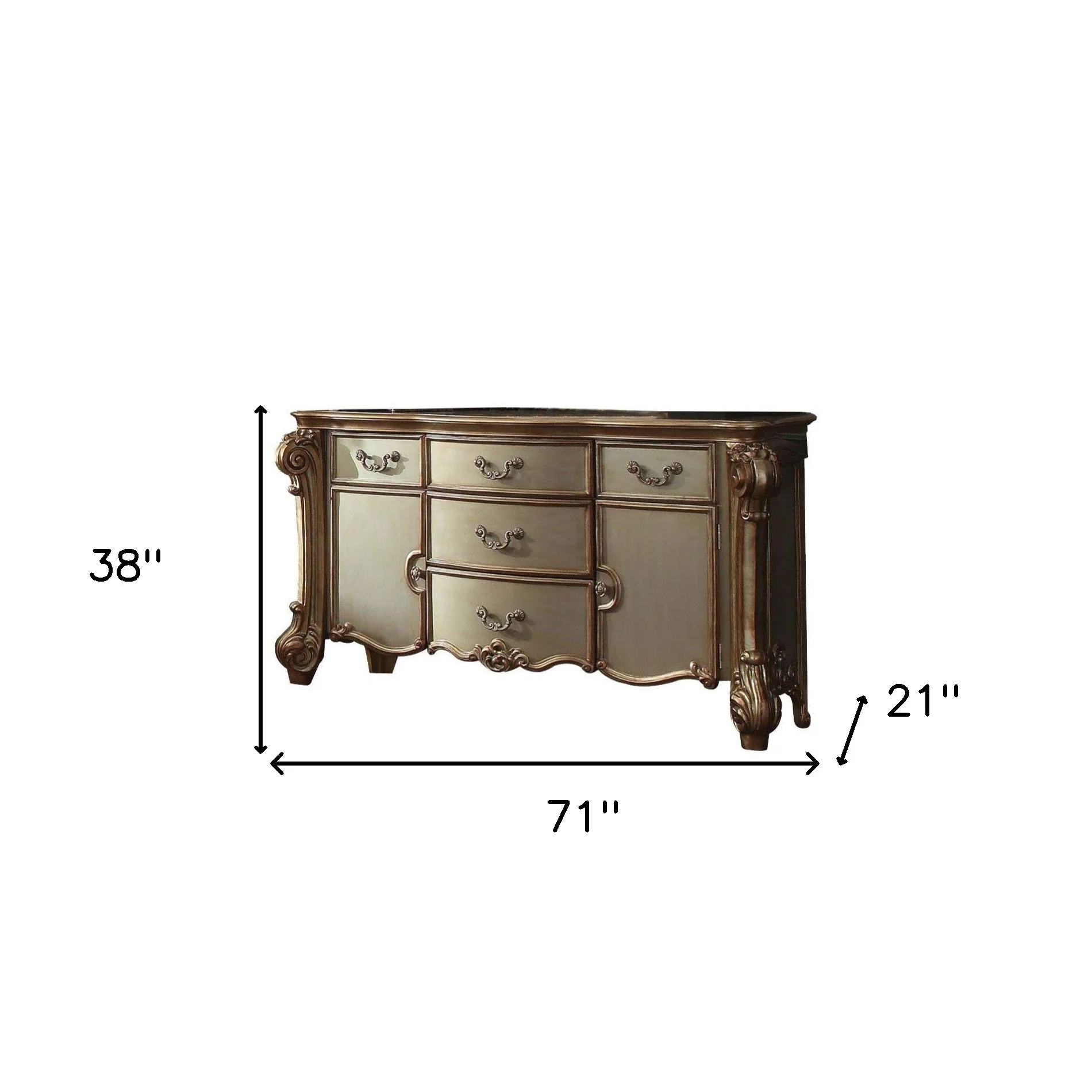Gold Patina Bone Patina Dresser By Homeroots - Image 4