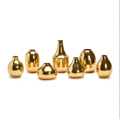 Gold-Plated Nickel Vases Set Of 21 By Tozai Home - Image 4