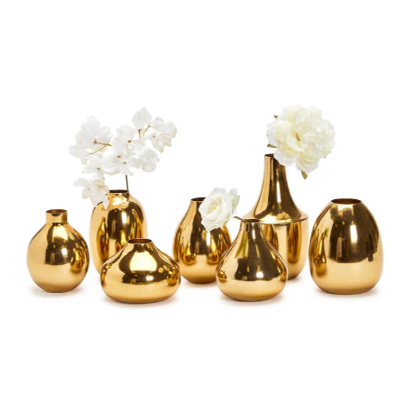 Gold-Plated Nickel Vases Set Of 21 By Tozai Home - Image 5