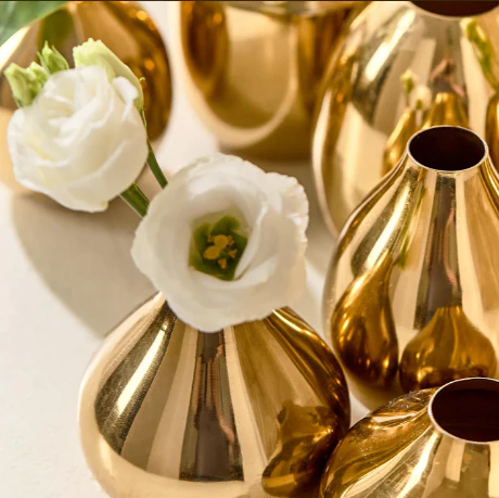 Gold-Plated Nickel Vases Set Of 21 By Tozai Home - Image 6
