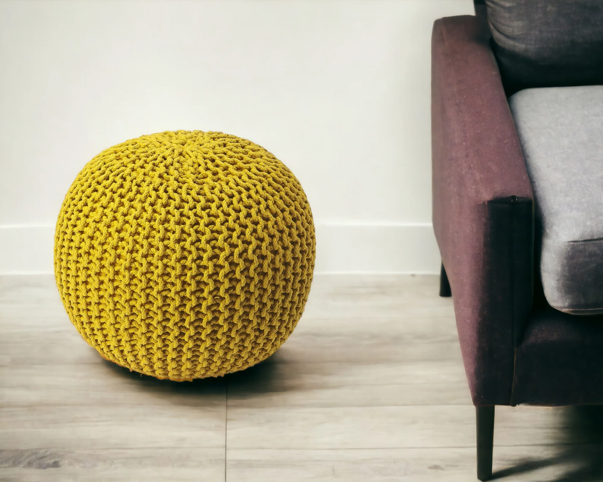 Gold Round Pouf Ottoman By Homeroots - Image 2