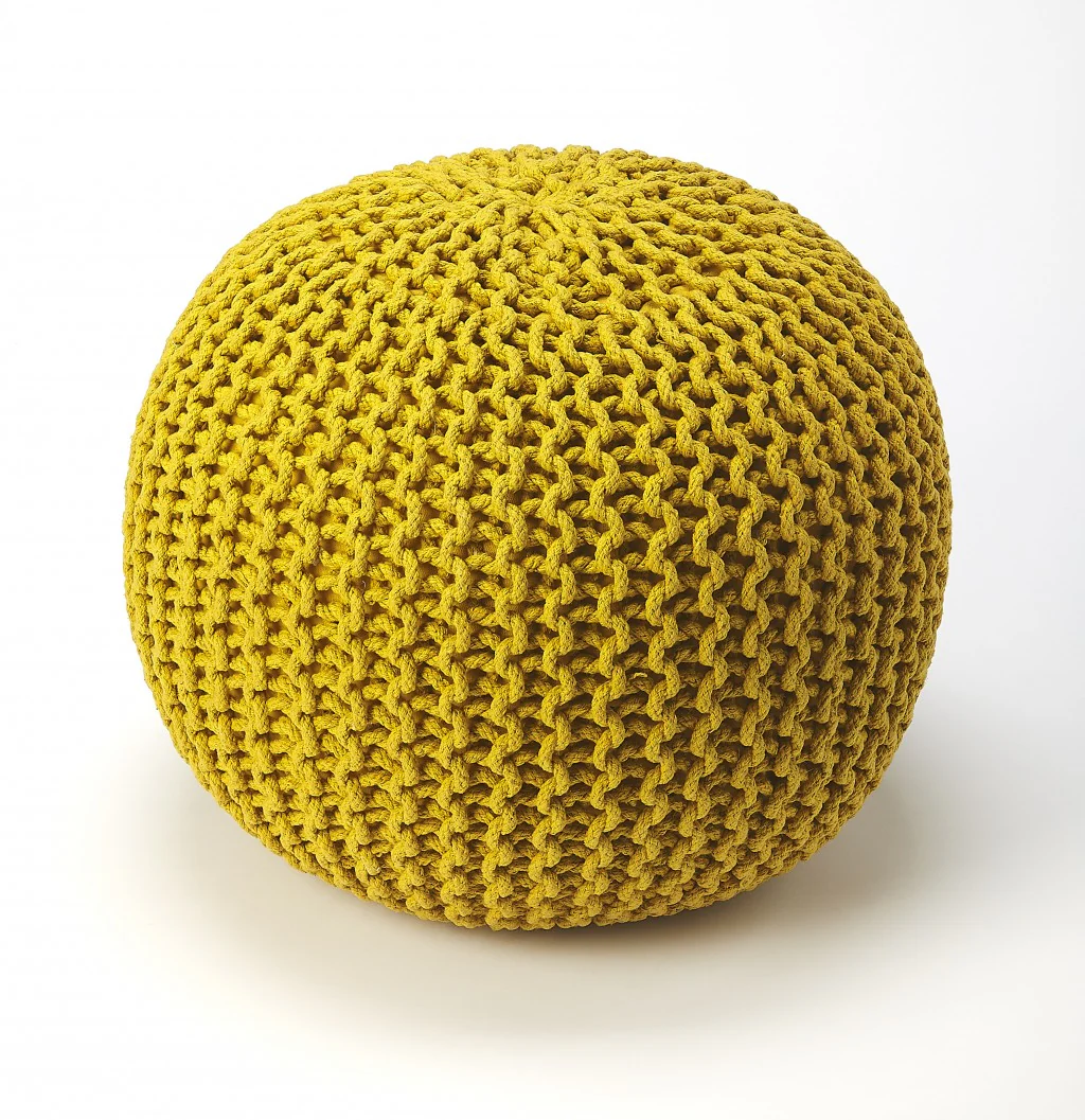 Gold Round Pouf Ottoman By Homeroots - Image 3