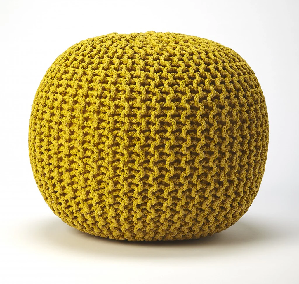 Gold Round Pouf Ottoman By Homeroots - Image 4