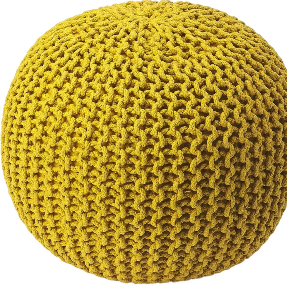 Gold Round Pouf Ottoman By Homeroots - Image 6