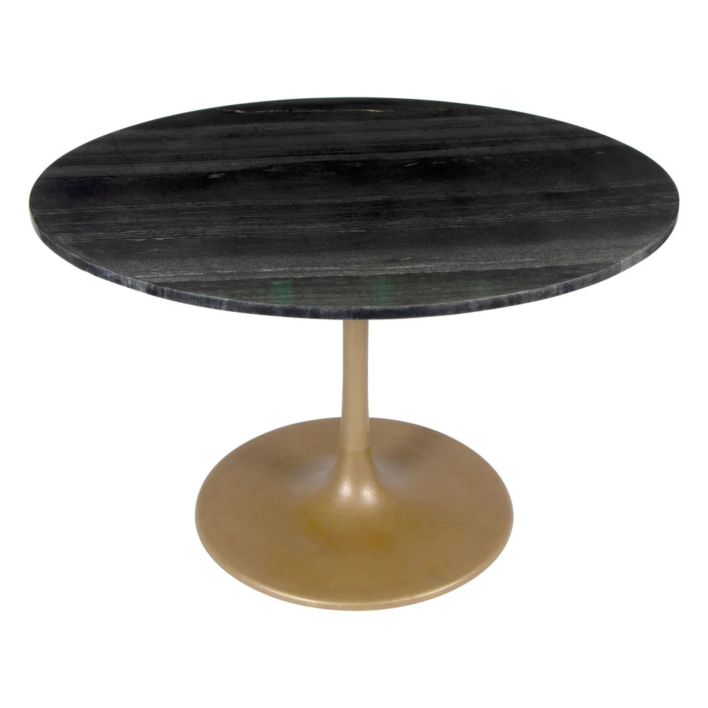 Gold Rounded Steel Pedestal Base Dining Table By Homeroots - Image 2