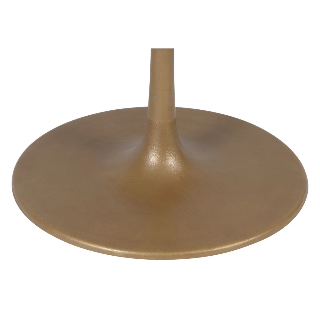 Gold Rounded Steel Pedestal Base Dining Table By Homeroots - Image 4