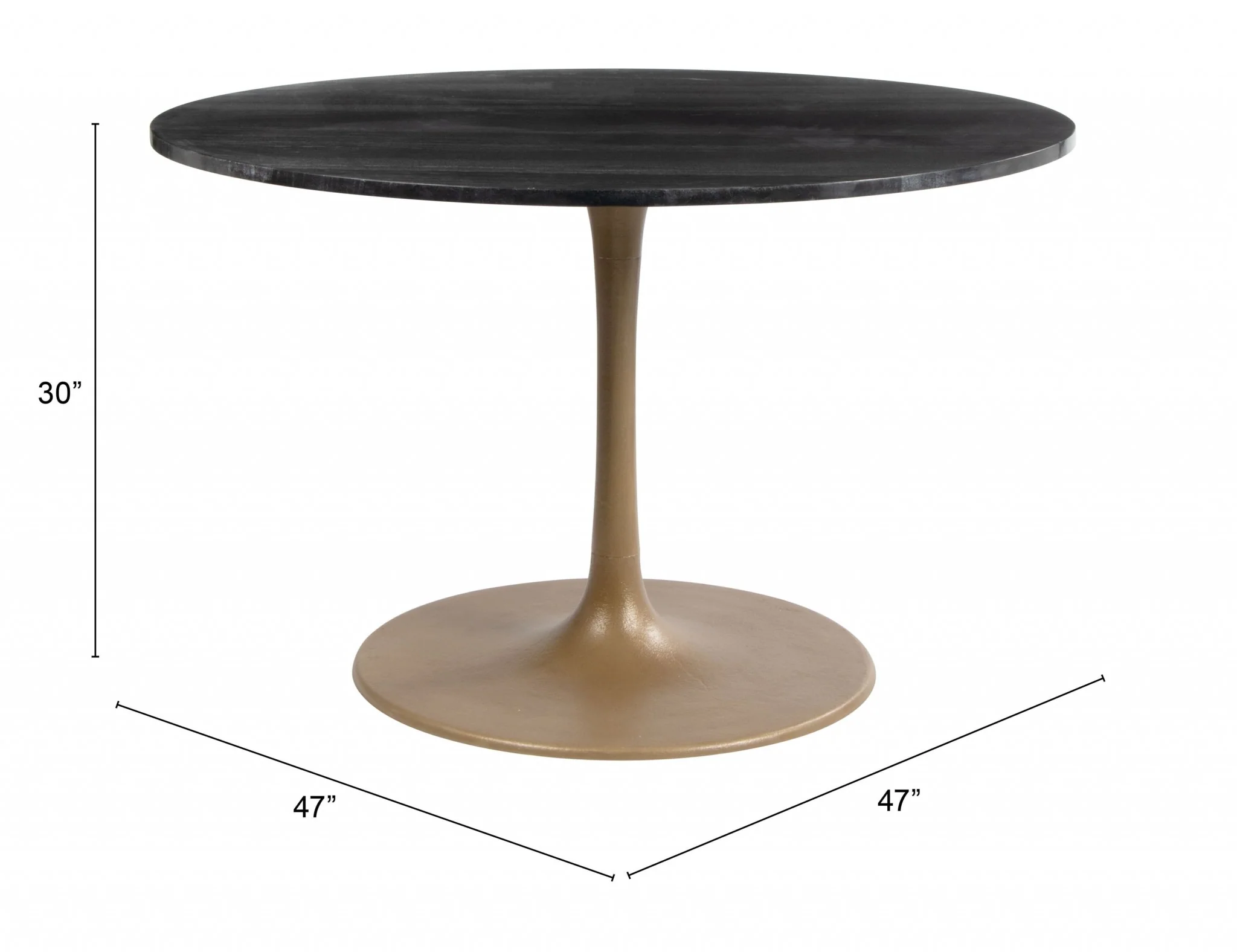 Gold Rounded Steel Pedestal Base Dining Table By Homeroots - Image 5