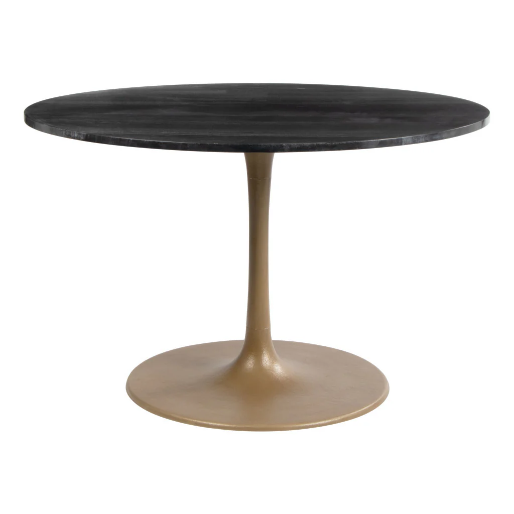 Gold Rounded Steel Pedestal Base Dining Table By Homeroots - Image 7