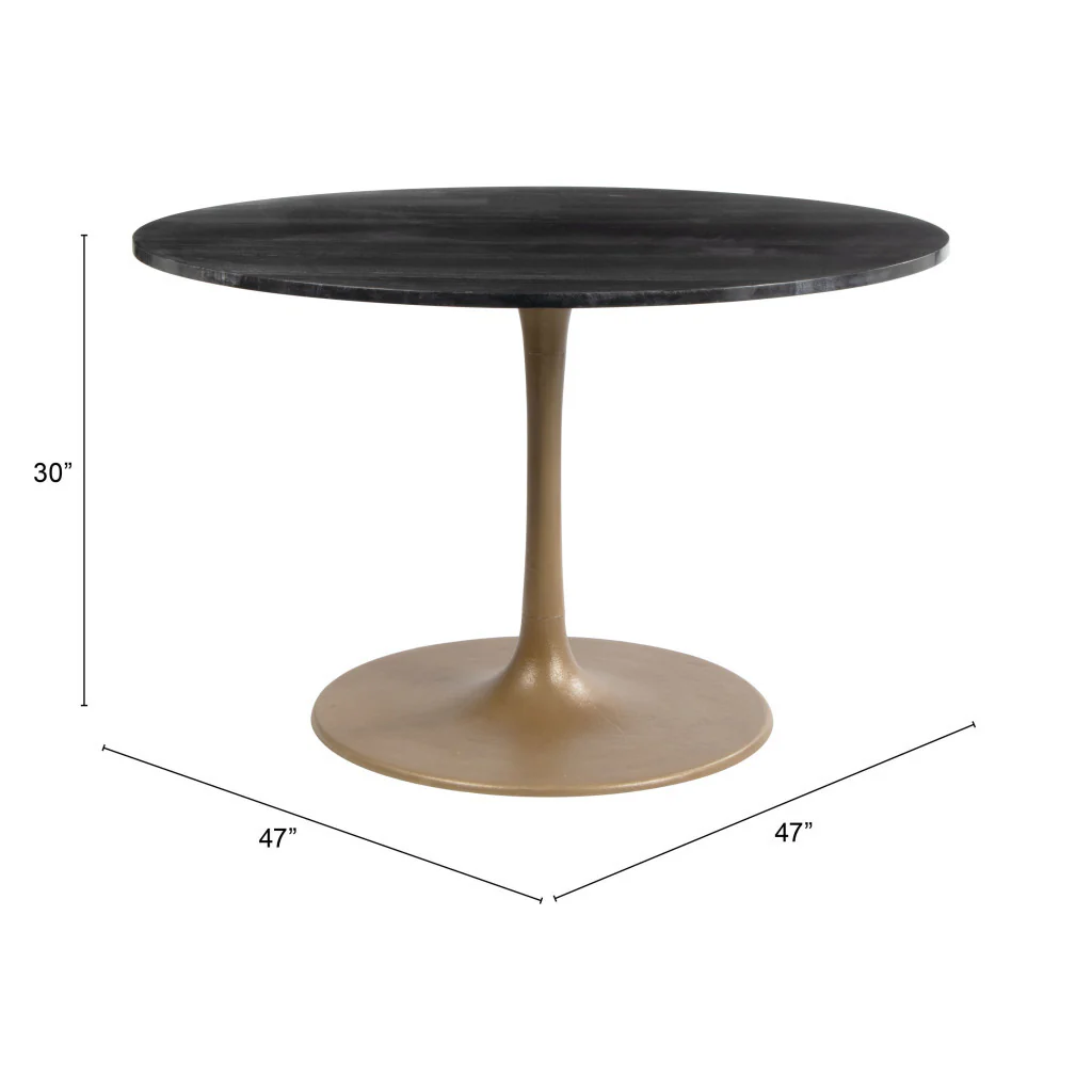 Gold Rounded Steel Pedestal Base Dining Table By Homeroots - Image 8