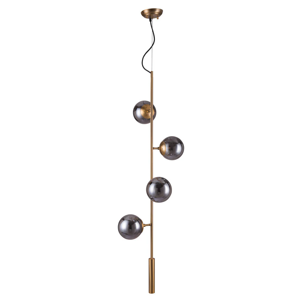Gold Shaded Four Light Metal Dimmable Ceiling Light With Clear Shades By Homeroots - Image 2
