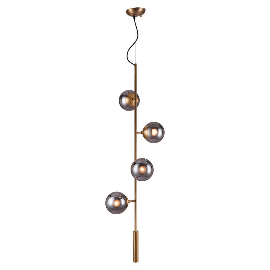 Gold Shaded Four Light Metal Dimmable Ceiling Light With Clear Shades By Homeroots - Image 3