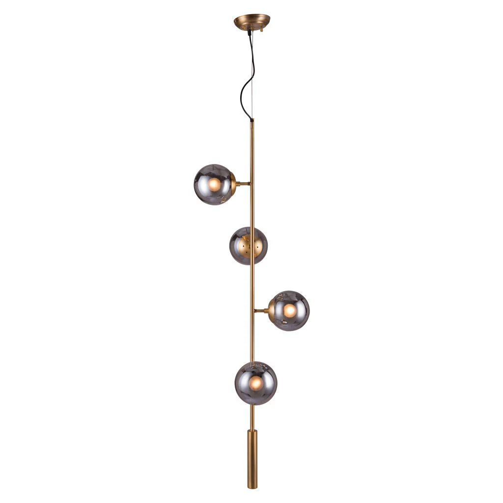 Gold Shaded Four Light Metal Dimmable Ceiling Light With Clear Shades By Homeroots - Image 4