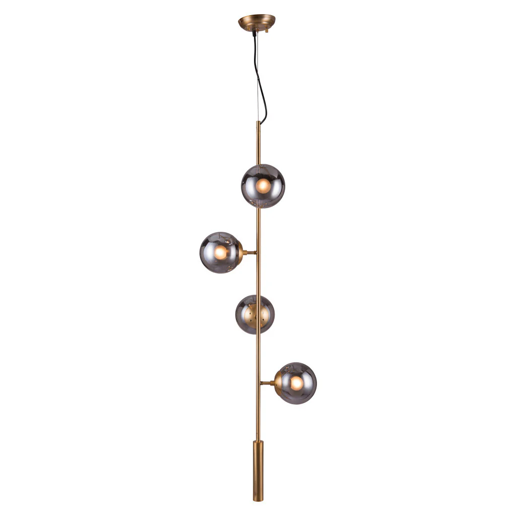 Gold Shaded Four Light Metal Dimmable Ceiling Light With Clear Shades By Homeroots - Image 7