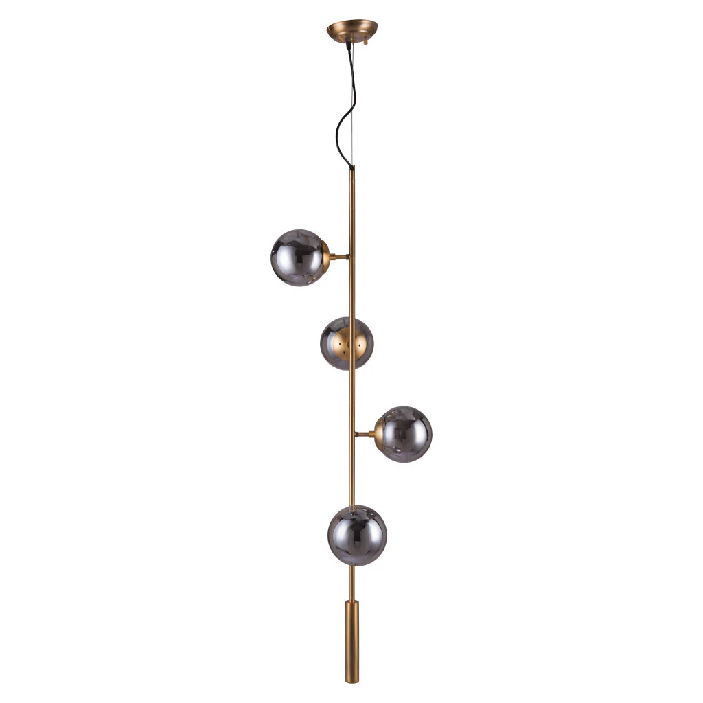 Gold Shaded Four Light Metal Dimmable Ceiling Light With Clear Shades By Homeroots - Image 8