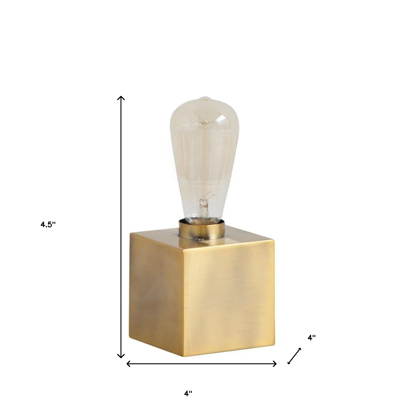 Gold Square Exposed Bulb Table or Desk Lamp By Homeroots - Image 3