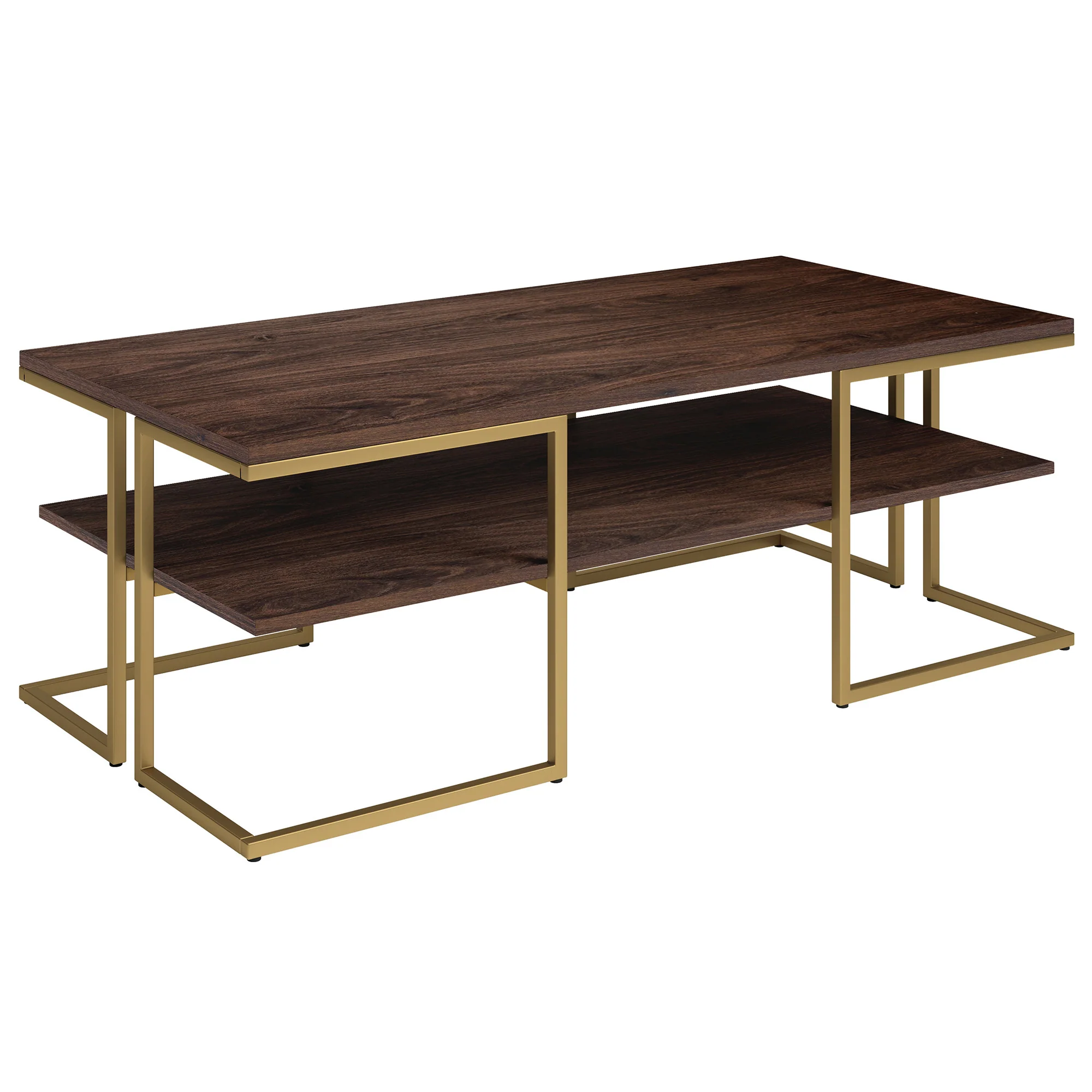 Gold Steel Coffee Table With Shelf By Homeroots - Image 2