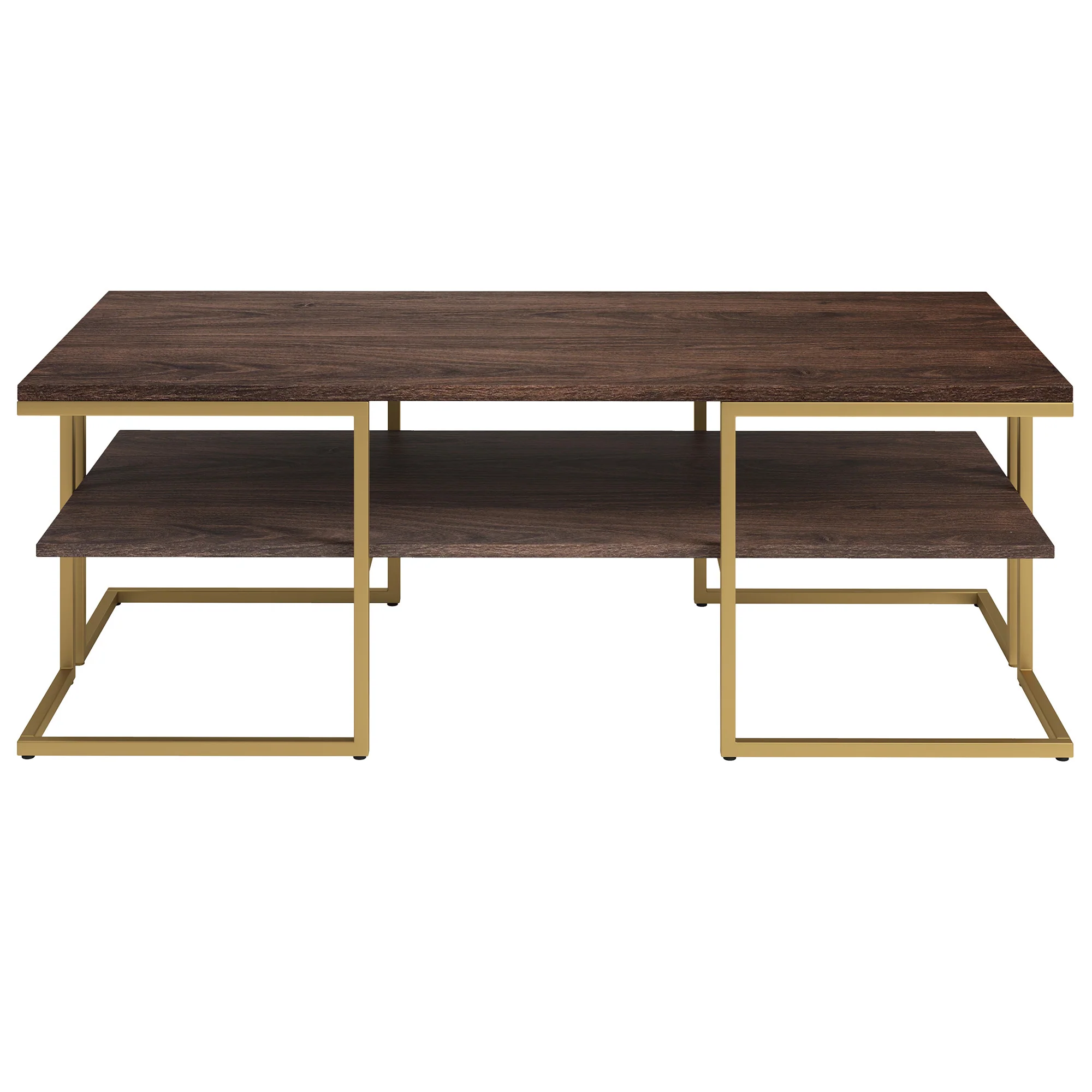 Gold Steel Coffee Table With Shelf By Homeroots - Image 3