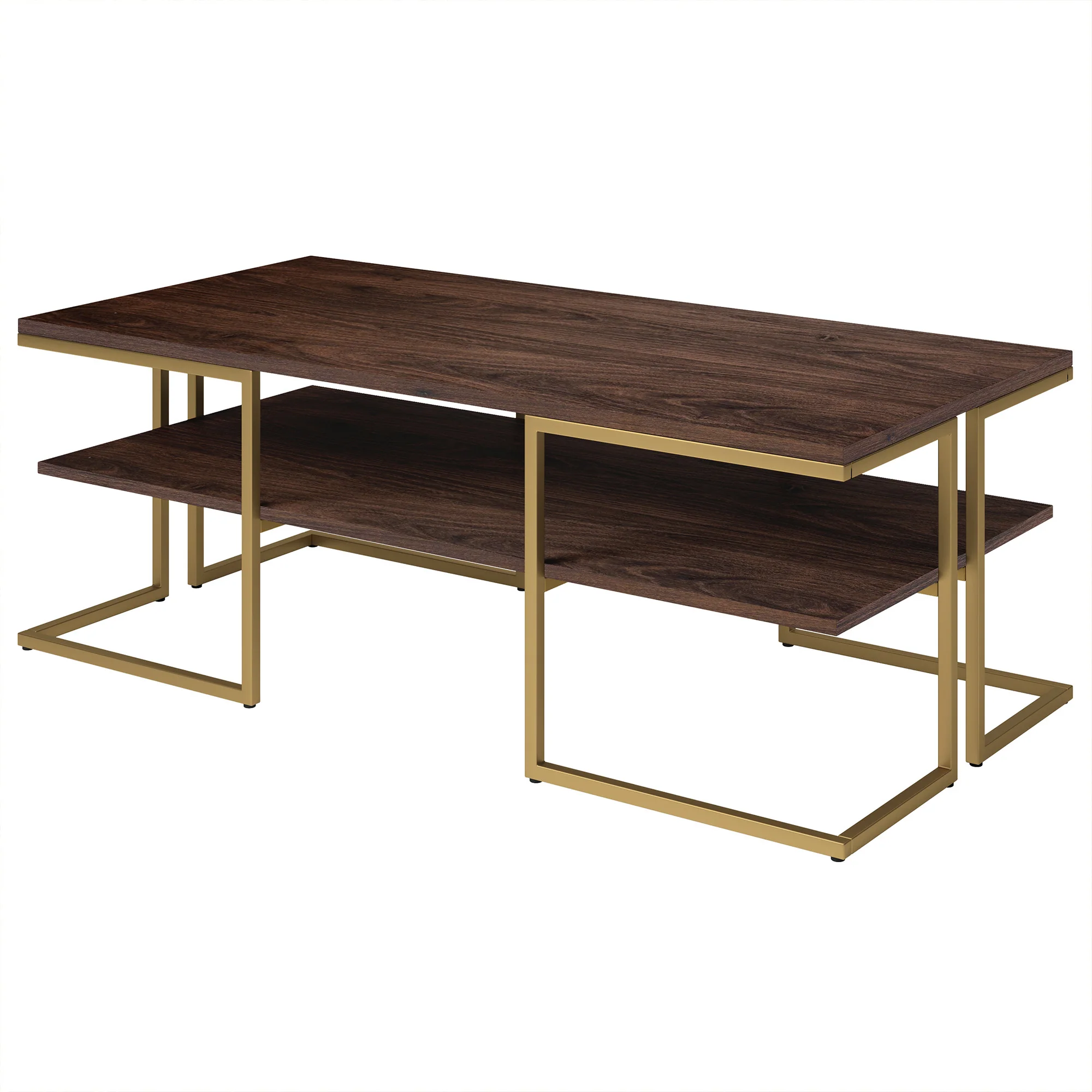 Gold Steel Coffee Table With Shelf By Homeroots - Image 4