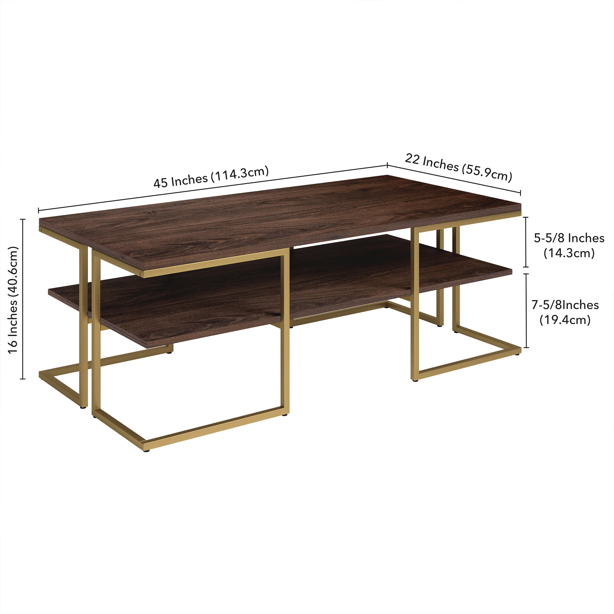 Gold Steel Coffee Table With Shelf By Homeroots - Image 8