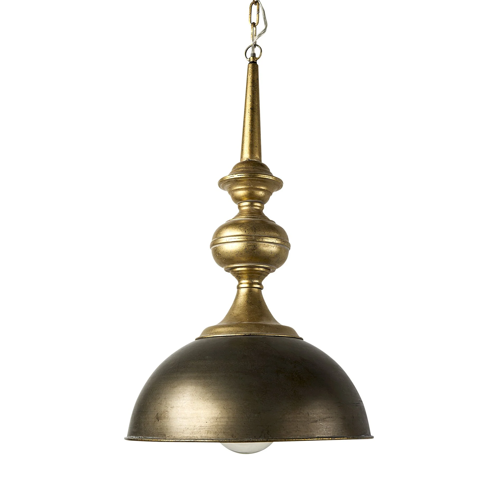 Gold Toned Metal Dome Hanging Pendant Light By Homeroots - Image 2
