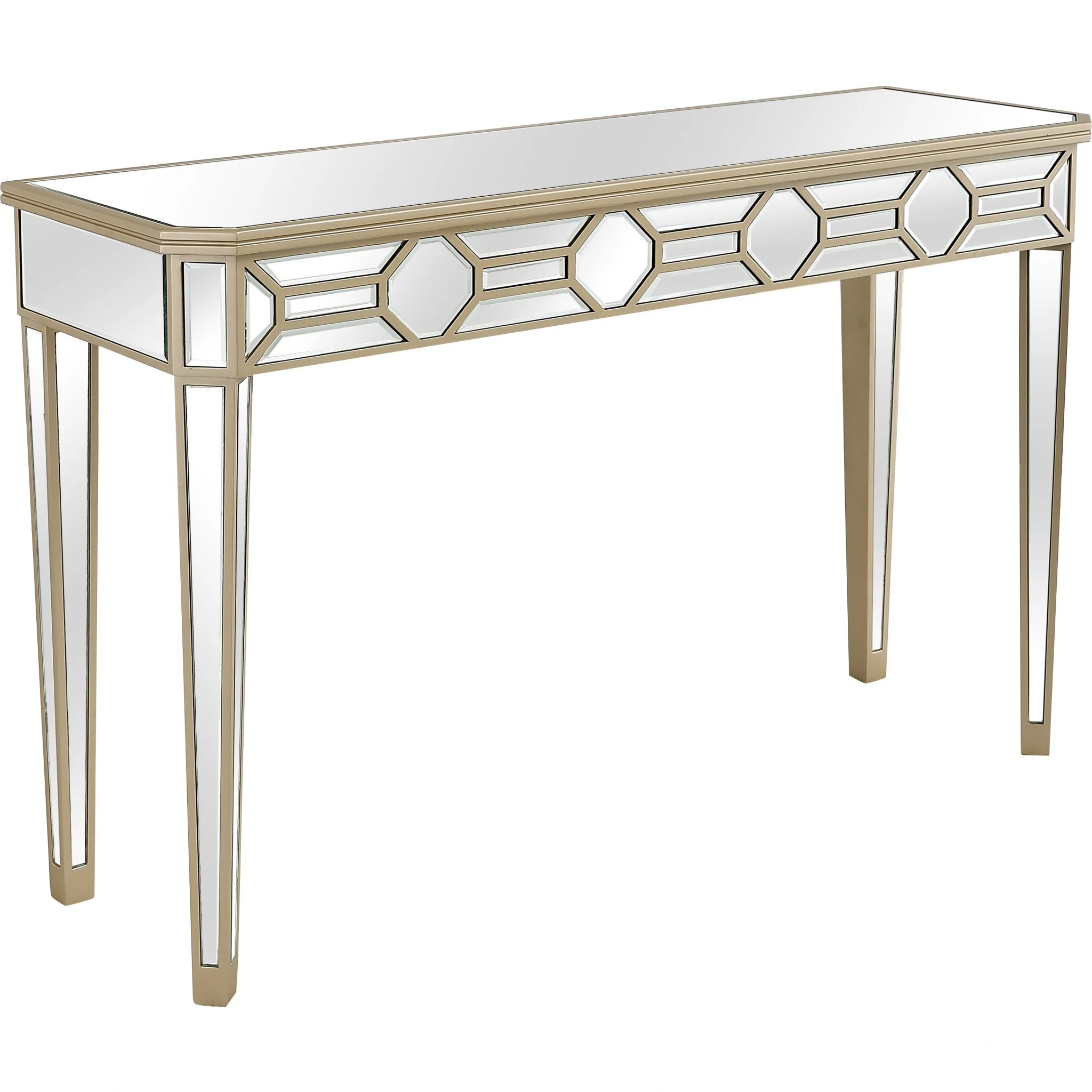 Gold Trimmed Mirrored Console Table By Homeroots - Image 2