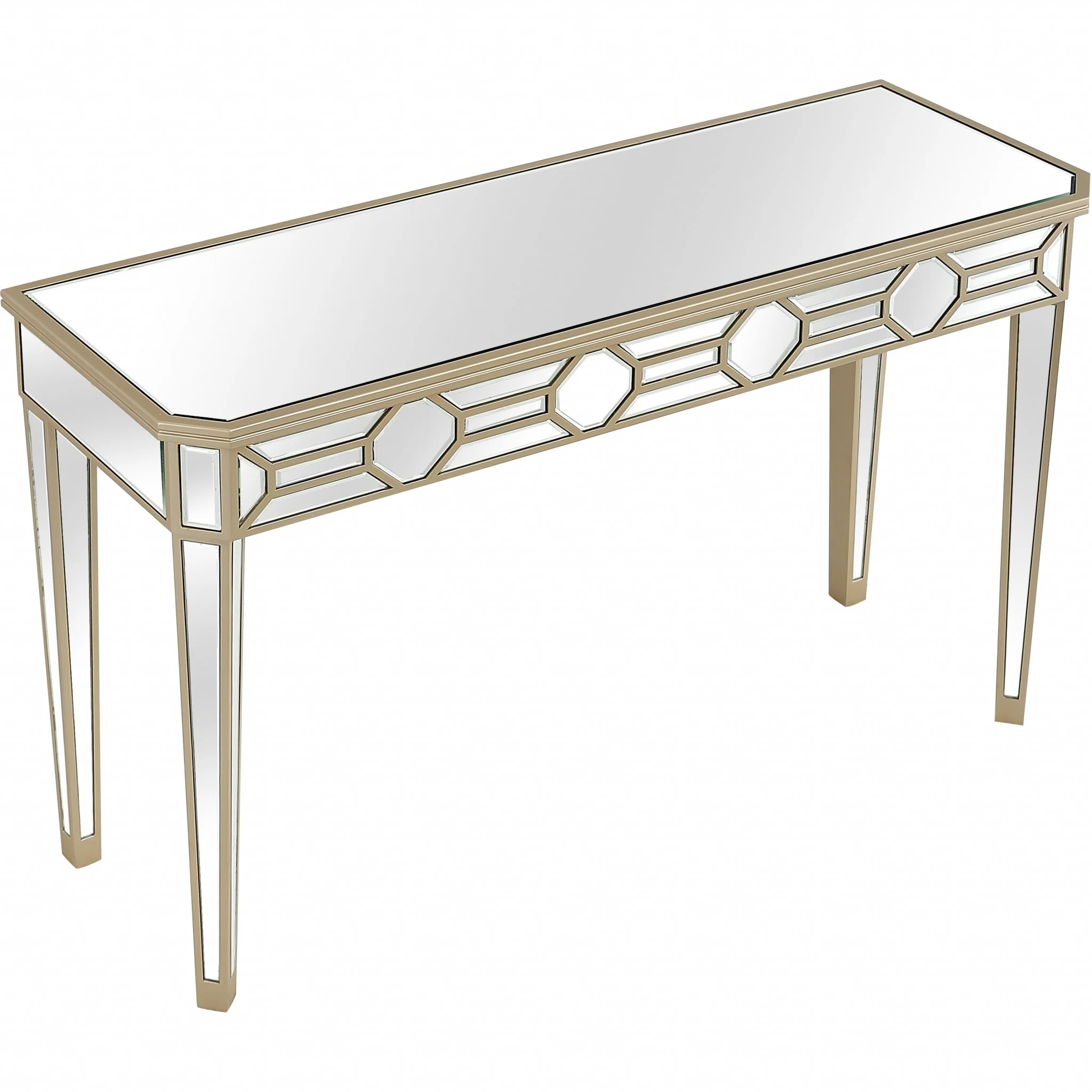 Gold Trimmed Mirrored Console Table By Homeroots - Image 3