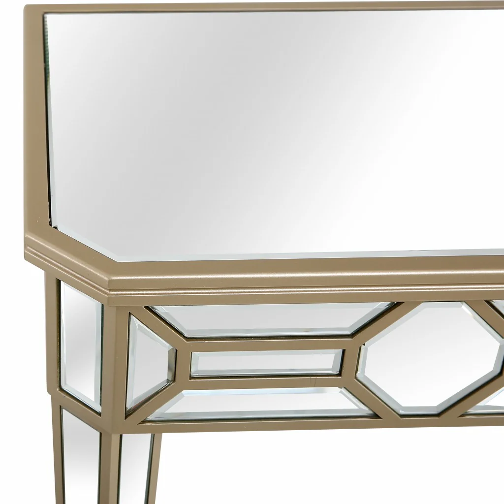Gold Trimmed Mirrored Console Table By Homeroots - Image 4