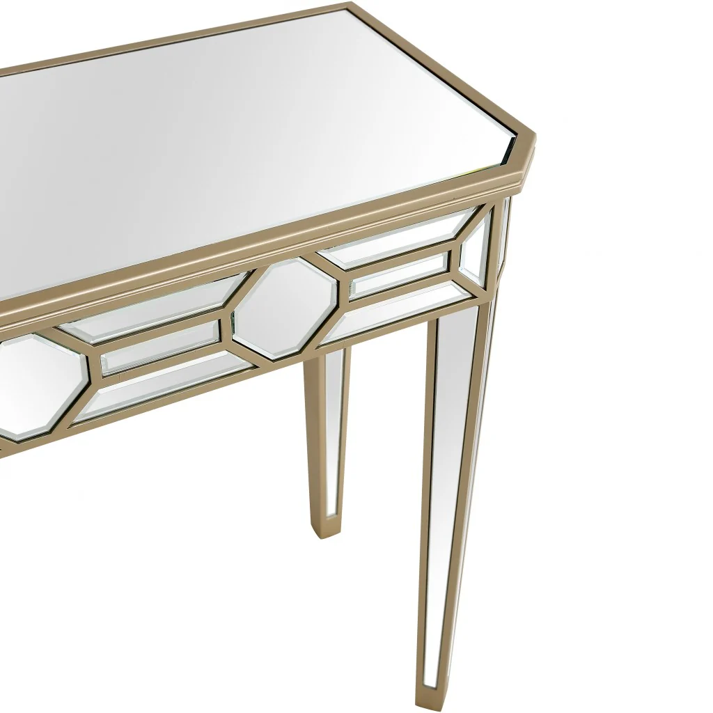 Gold Trimmed Mirrored Console Table By Homeroots - Image 5