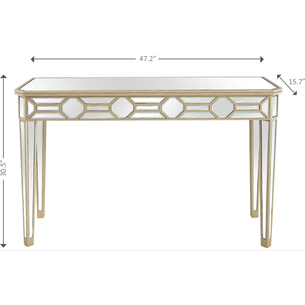 Gold Trimmed Mirrored Console Table By Homeroots - Image 8
