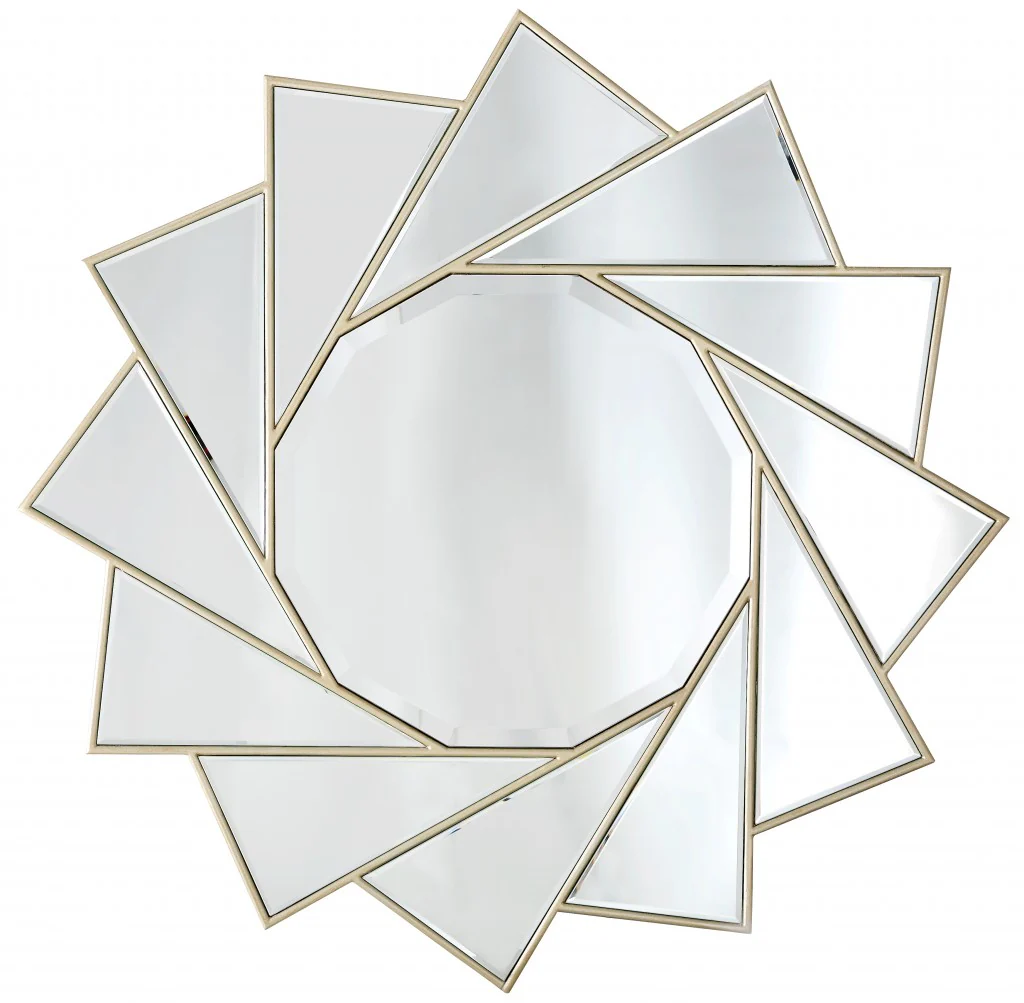 Gold Trimmed Pinwheel Wall Mirror By Homeroots - Image 2