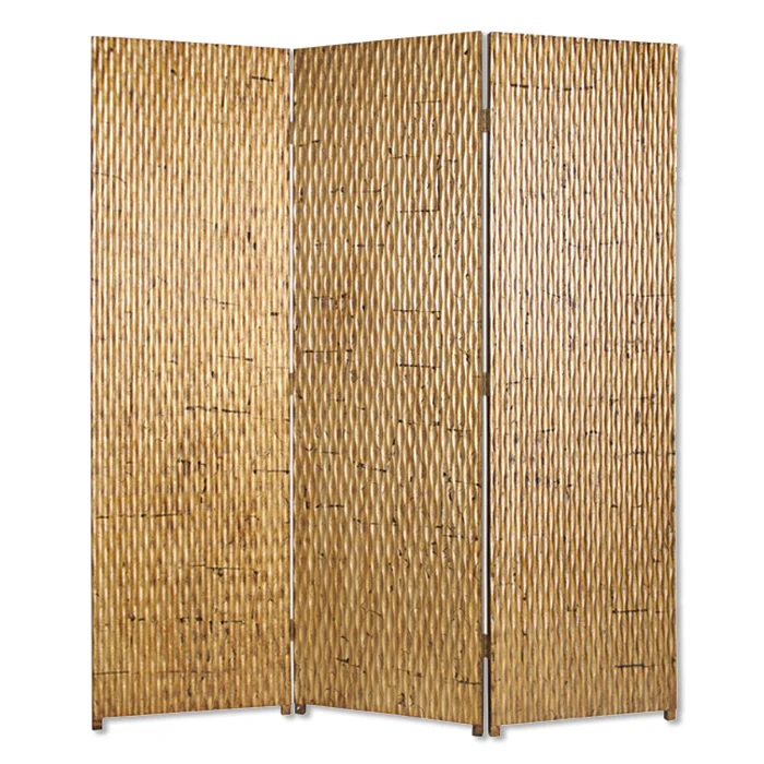 Gold Wood 3 Panel Screen By Homeroots - Image 2