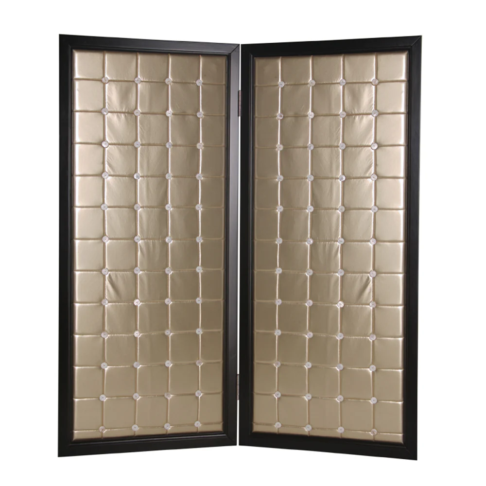 Gold Wood & Fabric Screen By Homeroots - 274894 - Image 2