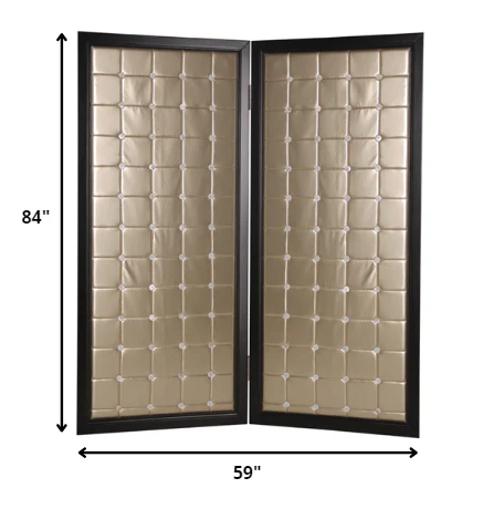 Gold Wood & Fabric Screen By Homeroots - 277096 - Image 2