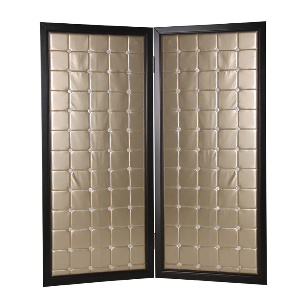 Gold Wood & Fabric Screen By Homeroots - 277096 - Image 3